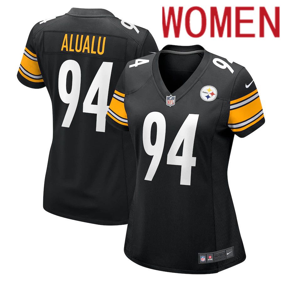 Women Pittsburgh Steelers #94 Tyson Alualu Nike Black Game NFL Jersey->women nfl jersey->Women Jersey